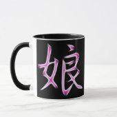 Mug Symbole japonais de calligraphie de kanji de fille (Gauche)