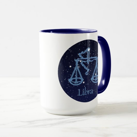 Mug Symbole Libra Constellation et Zodiac avec étoiles (Devant droit)