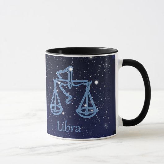 Mug Symbole Libra Constellation et Zodiac avec étoiles (Droite)