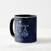 Mug Symbole Libra Constellation et Zodiac avec étoiles (Devant gauche)