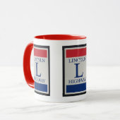 Mug Symbole lumineux rouge, blanc, bleu Lincoln (Devant gauche)