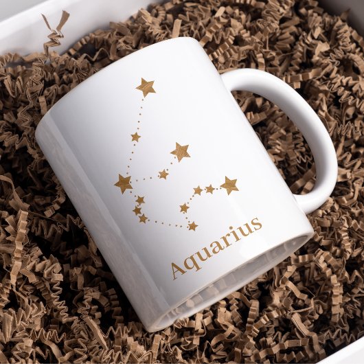 Mug Symbole moderne Zodiac Gold Aquarius | Air de l'él