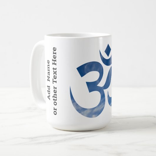 Mug Symbole Om du Motif des nuages du ciel bleu 15oz (Devant gauche)