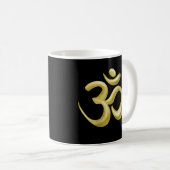 Mug SYMBOLE OM Or Élégant | Sanskrit Spirituel Noir (Devant droit)