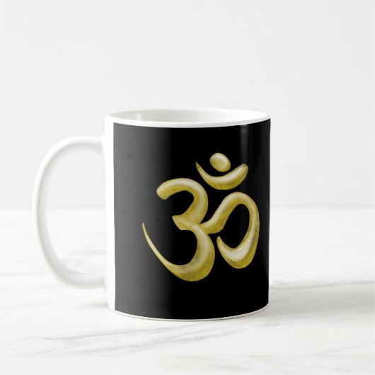 Mug SYMBOLE OM Or Élégant | Sanskrit Spirituel Noir (Gauche)