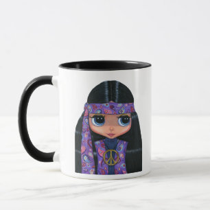 Mug SYMBOLE Paisley Hippie poupée fille en paix violet