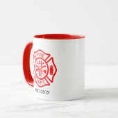 Mug Symbole pompier Logo pompier Nom personnalisé (Devant gauche)