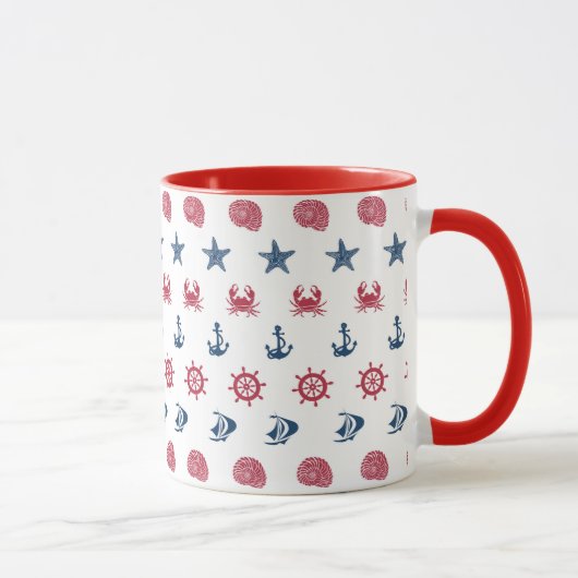 Mug Symbole Rouge Blanc Et Bleu De La Mer Motif (Droite)