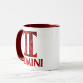 Mug Symbole rouge d'horoscope de Gémeaux (Devant gauche)