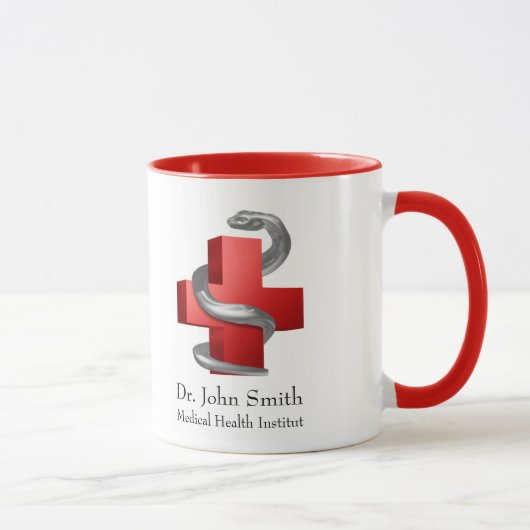 Mug Symbole serpent serpent de la Croix Médicale rouge (Droite)