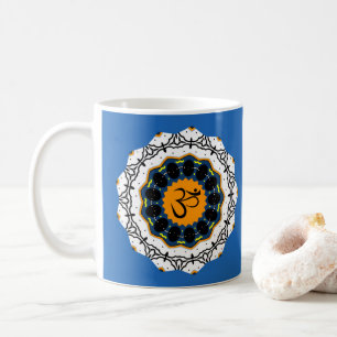 Mug Symbole spirituel Mandala Yoga Om Symbole bleu Géo