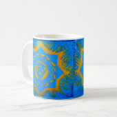 Mug symbole tantrique or sur bleu (Devant gauche)