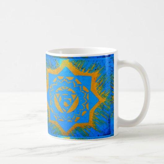 Mug symbole tantrique or sur bleu (Droite)
