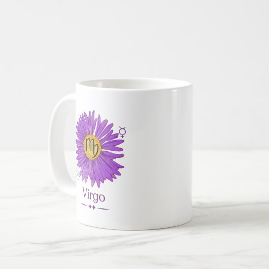 Mug Symbole Virgo Zodiac avec Musique d'Aster Violet (Devant gauche)