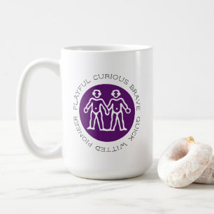 Mug Symbole Zodiac étoile mignonne violet Gemini Trait