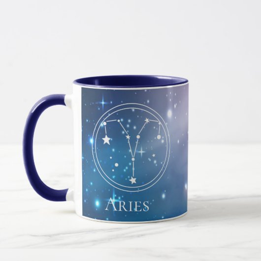 Mug SYMBOLE Zodiaque Bleu pourpre Bleu Nom Monogramme (Gauche)