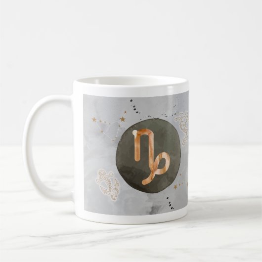 Mug SYMBOLE Zodiaque Capricorne Gris Aquarelle Astrolo (Gauche)