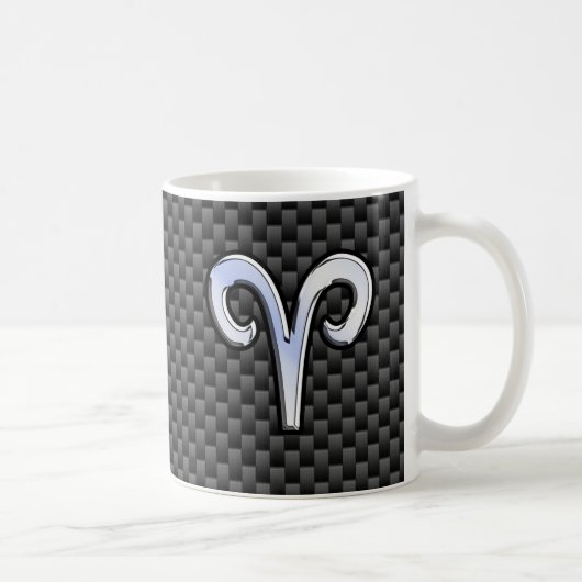 Mug Symbole Zodiaque de Bélier Noir Carbone Décor (Droite)