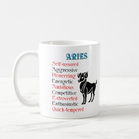 Mug SYMBOLE Zodiaque D'Horoscope Aries (Gauche)