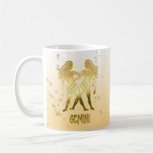 Mug SYMBOLE Zodiaque D'Horoscope Gémeaux D'Or (Gauche)