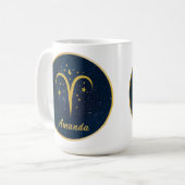 Mug Symbole zodiaque en or Aries personnalisées étoile (Devant gauche)