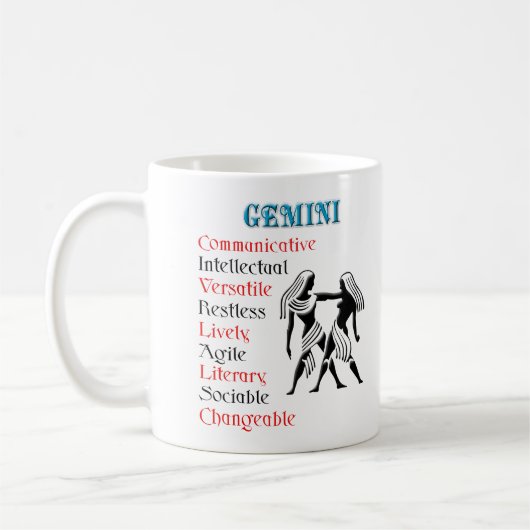 Mug SYMBOLE Zodiaque Gemini Horoscope (Gauche)