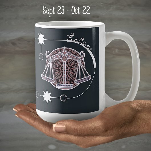 Mug SYMBOLE Zodiaque Libra Astrologie Mandala Grey Bla