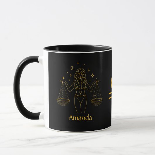 Mug SYMBOLE Zodiaque Libra Golden Yellow Personnalisab (Gauche)