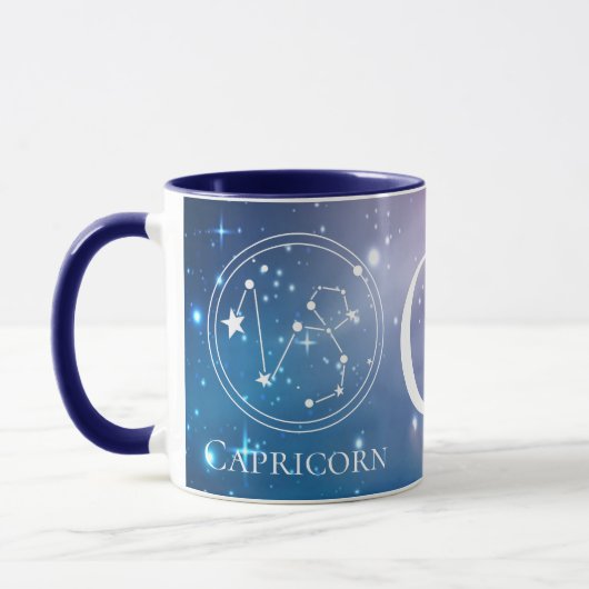 Mug SYMBOLE Zodiaque MACRE CAPRICORN bleu violet Monog (Gauche)