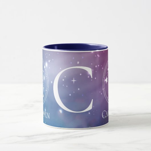 Mug SYMBOLE Zodiaque MACRE CAPRICORN bleu violet Monog (Centre)