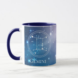 Mug Symbole Zodiaque mignon GEMINI Purple Blue Nom Mon