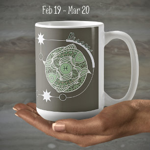 Mug Symbole zodiaque Pisces Astrologie Mandala Green G