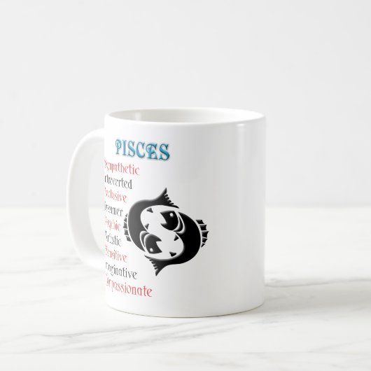 Mug Symbole zodiaque Pisces Horoscope (Devant gauche)