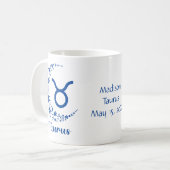 Mug SYMBOLE Zodiaque Taurus Astrologie Anniversaire Bl (Devant gauche)