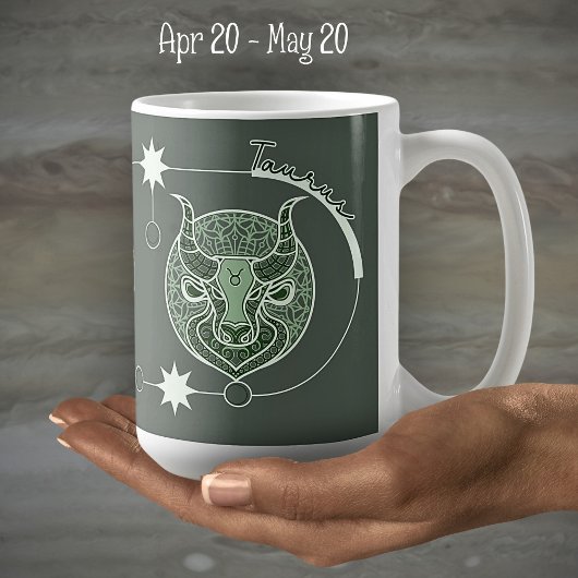Mug SYMBOLE Zodiaque Taurus Astrologie Mandala Green G