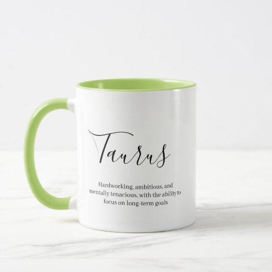 Mug "Symbole zodiaque Taurus personnalisé Nom et trait (Gauche)