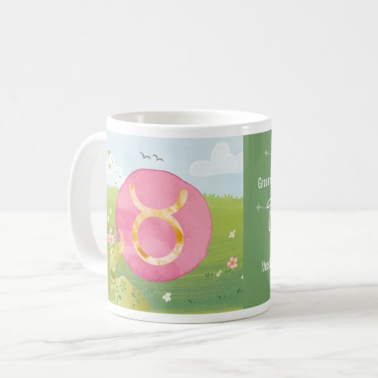 Mug Symbole zodiaque Taurus vert rose (Devant gauche)