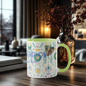 Mug Symboles célestes boho chic en sarcelle et or