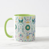 Mug Symboles célestes boho chic en sarcelle et or (Gauche)