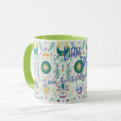 Mug Symboles célestes boho chic en sarcelle et or (Devant gauche)