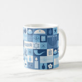 Mug Symboles de Hanukkah Bleu Moderne (Devant droit)