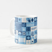Mug Symboles de Hanukkah Bleu Moderne (Devant gauche)