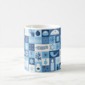 Mug Symboles de Hanukkah Bleu Moderne (Centre)
