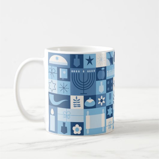 Mug Symboles de Hanukkah Bleu Moderne (Gauche)