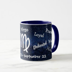 Mug Symboles de l'Horoscope Virgo noir et blanc