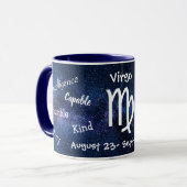 Mug Symboles de l'Horoscope Virgo noir et blanc (Devant gauche)