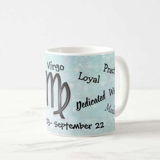 Mug Symboles de l'Horoscope Virgo noir et blanc (Devant droit)