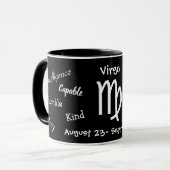 Mug Symboles de l'Horoscope Virgo noir et blanc (Devant gauche)