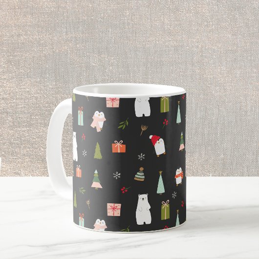 Mug Symboles de Noël mignons Noir