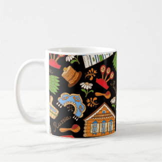 Mug Symboles russes : Motif Vintage coloré.